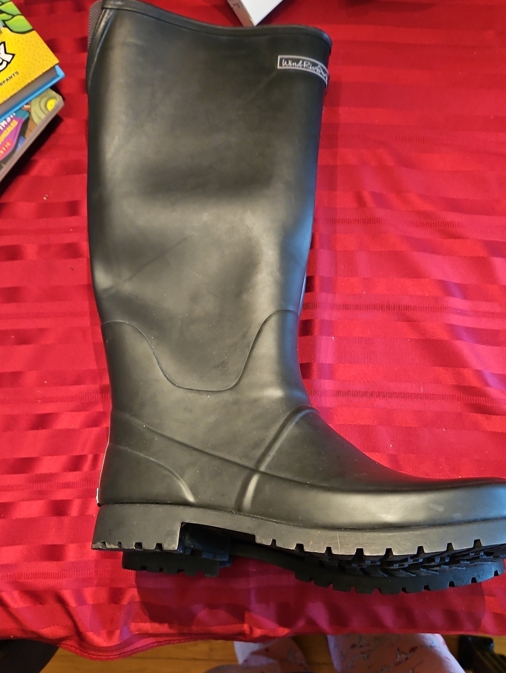 Women's Tall Black Rain Boot with Subtle Logo